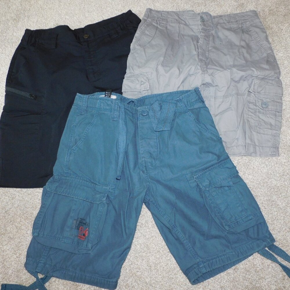 men's cargo shorts lot - vintage military style 34" waist M/L ripstop drawstring